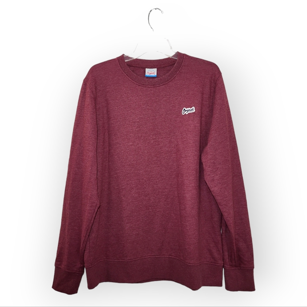 JACK & JONES Originals Red Maroon Crew Neck Pullover Sweater with Logo XL